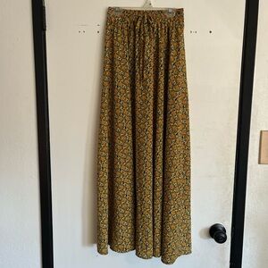Floral Maxi Skirt in Mustard Yellow